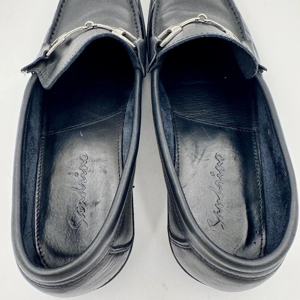 Sandrino by Sandro‎ Moscoloni Italian Leather Men's 11.5 Silver Horsebit Loafers